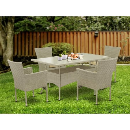 INVERNADERO 5 Piece Oslo Outdoor-furniture Natural Color Wicker Dining Set - Natural IN2246820